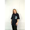 Молодежная женская футболка OVERSIZE 44-48 карман ромбик Чёрный