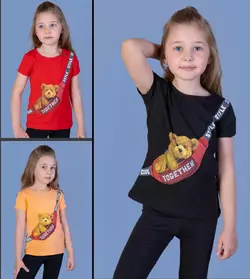 Детская футболка(девочка), 3-4-5-6 лет, медвежонок-бананка