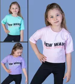 Детская укороченная футболка  (девочка), 5-6-7-8 лет , NEW WAVE