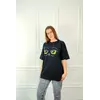 Молодежная женская футболка OVERSIZE 44-48 сова Чёрный Молодежная женская футболка OVERSIZE 44-48 сова Чёрный