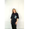 Молодежная женская футболка OVERSIZE 44-48 карман ромбик Чёрный Молодежная женская футболка OVERSIZE 44-48 карман ромбик Чёрный