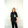 Молодежная женская футболка OVERSIZE 44-48 карман ромашка Чёрный Молодежная женская футболка OVERSIZE 44-48 карман ромашка Чёрный