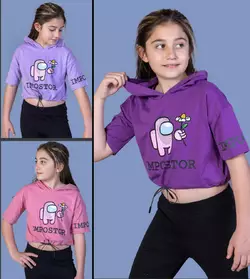 Детская укороченная футболка с капюшоном  (девочка), 6-8-10-12 лет , Impostor