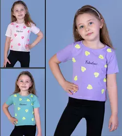 Детская футболка(девочка), 3-4-5-6 лет, "Fabulous" (листики) Детская футболка(девочка), 3-4-5-6 лет, "Fabulous" (листики)