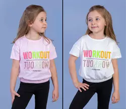 Детская укороченная футболка на резинке  (девочка), 3-4-5-6 лет , WORKOUT. Детская укороченная футболка на резинке  (девочка), 3-4-5-6 лет , WORKOUT.
