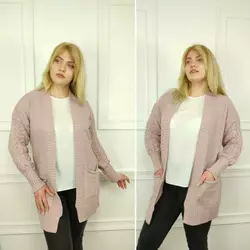 Кардиган женский 7005, акрил и шерсть, универсальный 44-50, розовый Кардиган женский 7005, акрил и шерсть, универсальный 44-50, розовый