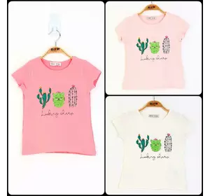 Детская  футболка  (девочка),  1-2-3-4 года,  3 кактуса