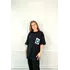 Молодежная женская футболка OVERSIZE 44-48 карман ромбик Чёрный Молодежная женская футболка OVERSIZE 44-48 карман ромбик Чёрный